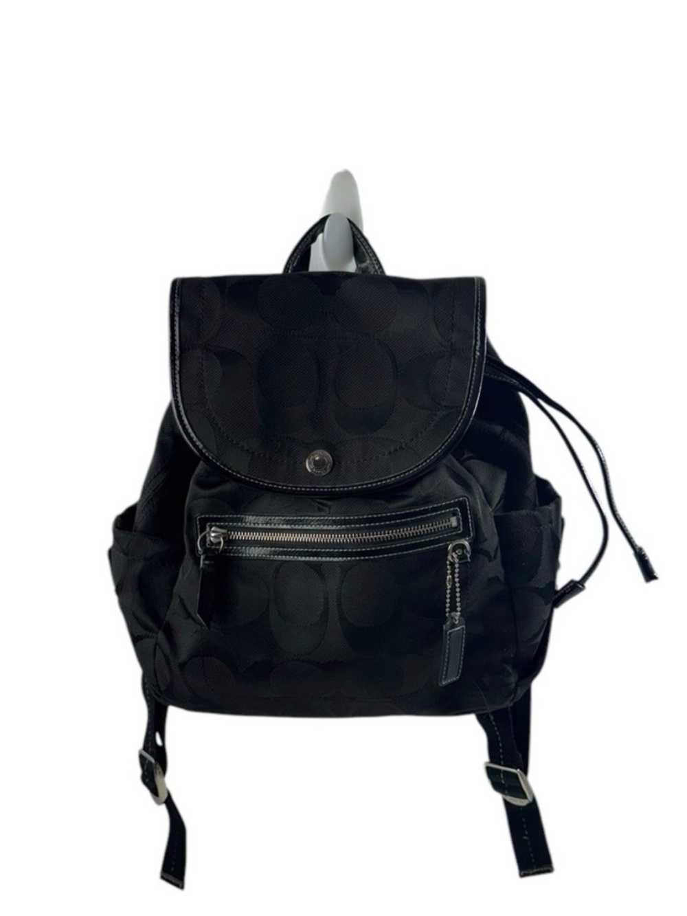 Coach Black Signature Drawstring mini Backpack y2k